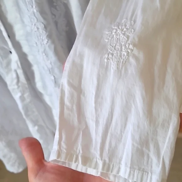 Soft surroundings dresses tunic white embroidered size L - Picture 5 of 10
